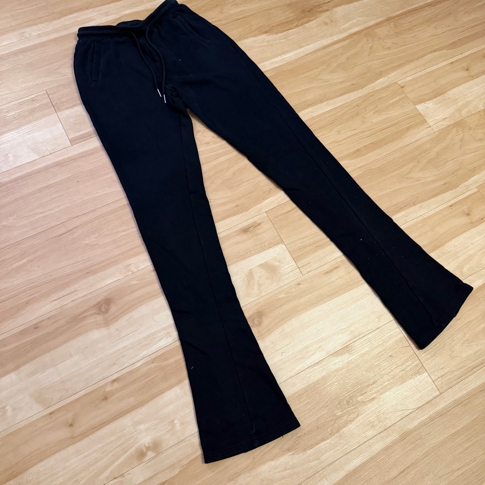 Black Flared Pants with Gothic Print - Picture 5 of 7